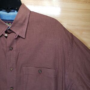 Chaps Ralph Lauren Men’s Long Sleeve Dress Shirt 16 34/35 Red Houndstooth Cotton